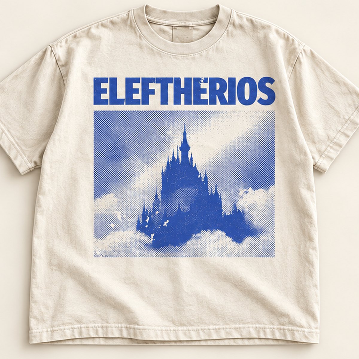 Front: ELEFTHERIOS above a blue halftone castle in the clouds